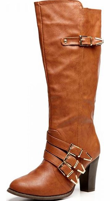 Perfect for day time shopping or lunching. Wear with skinny jeans or a skater skirt and knitted top. - Leather look - Buckle detail - Round toe - Low/Mid block heel - Heel height 9 cm approx - Upper and sole: synthetic, Inner: synthetic and textile