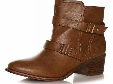 Unbranded Tan PU Line Ankle Boots