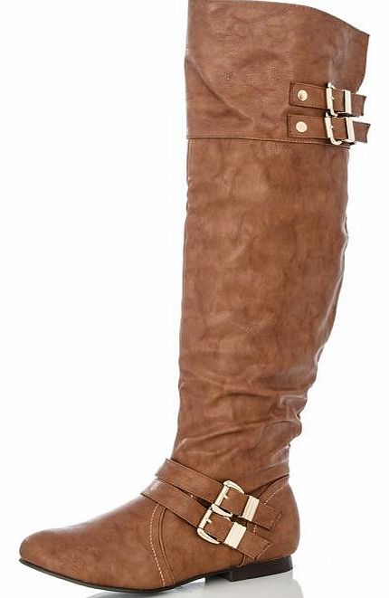 Unbranded Tan PU Over The Knee Boots