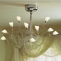 Contemporary chrome light with frosted glass shade