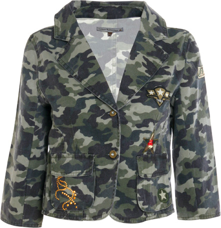 TanisCropped cnavas camouflage blazer with 3/4 length sleeves100 cottonLength 48cm centre back