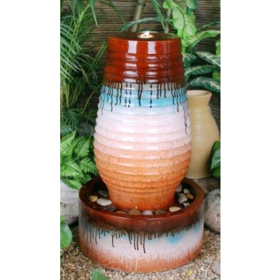 Unbranded Tanned Ribbed Urn Water Feature