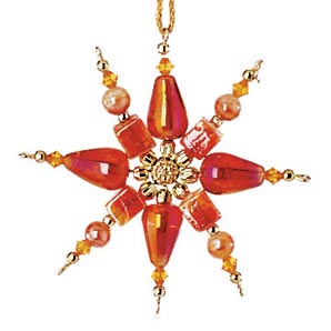 Tassled Beaded Star Decoration Orange