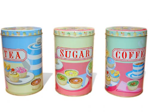This is part of our Tea & Cakes Design - Tea Coffee and Sugar airtight Storage Canisters    Lovely