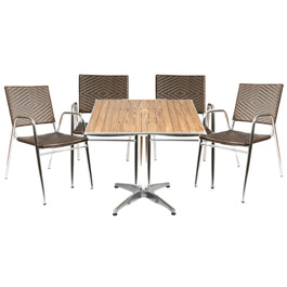 Unbranded teak/alu bistro set - 80cm sq table and 4