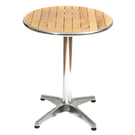 Unbranded Teak and Aluminium Cafe Table Round