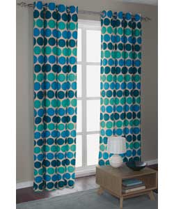 Unbranded Teal Spot Ring Top Curtains - 66 x 90 Inch