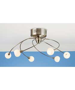 Drop 24cm.Diameter 42cm.Requires 6 x 20 watt max. G4 12V bulbs (supplied)