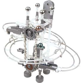 A high-tech  motor driven marble-run that is constructed from the 173 components. It looks