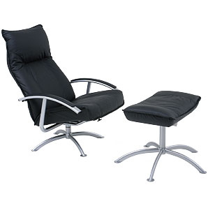 Techno Chair and Footstool- Black
