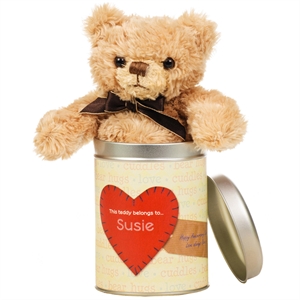 Unbranded Teddy in a Tin - Personalised Heart Label