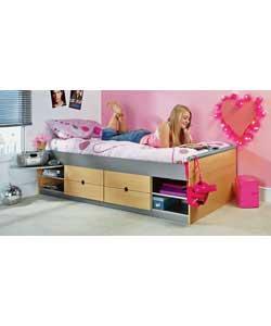 Teen Single Cabin Bed with Anti-Dustmite Mattress
