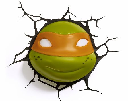 Wall lights really dont get much more RAD than this! Add a touch of cowabunga cool to your home with an awesome Teenage Mutant Ninja Turtles 3D light! With a clever cracked effect wall sticker, Michelangelo will look like he has just crashed right th
