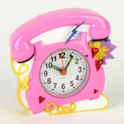 Funky pink telephone alarm clock. Makes a great gift for those girls who love to chat