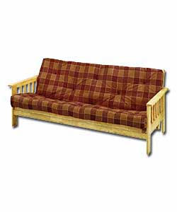 Tennessee Natural Futon with Terracotta Check Mattress