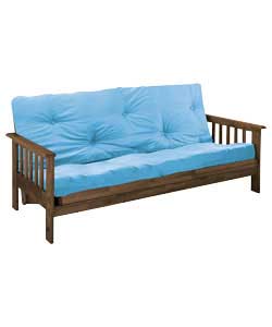 Tennessee Walnut Futon with Duck Egg Blue Mattress