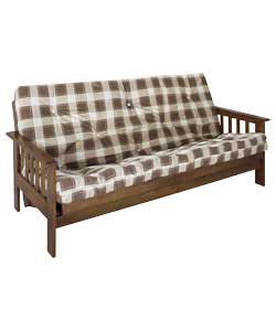 Tennessee Walnut Futon with Natural Check Mattress