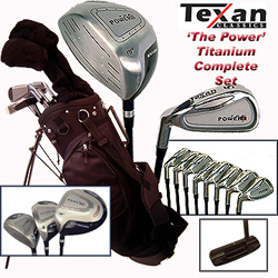 NEW       IN BOX           Texan Classics Mens Left Handed 17 piece Titanium Golf Set with Deluxe Go