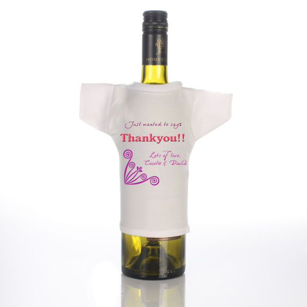 Unbranded Thank You Personalised Wine Bottle T-Shirt