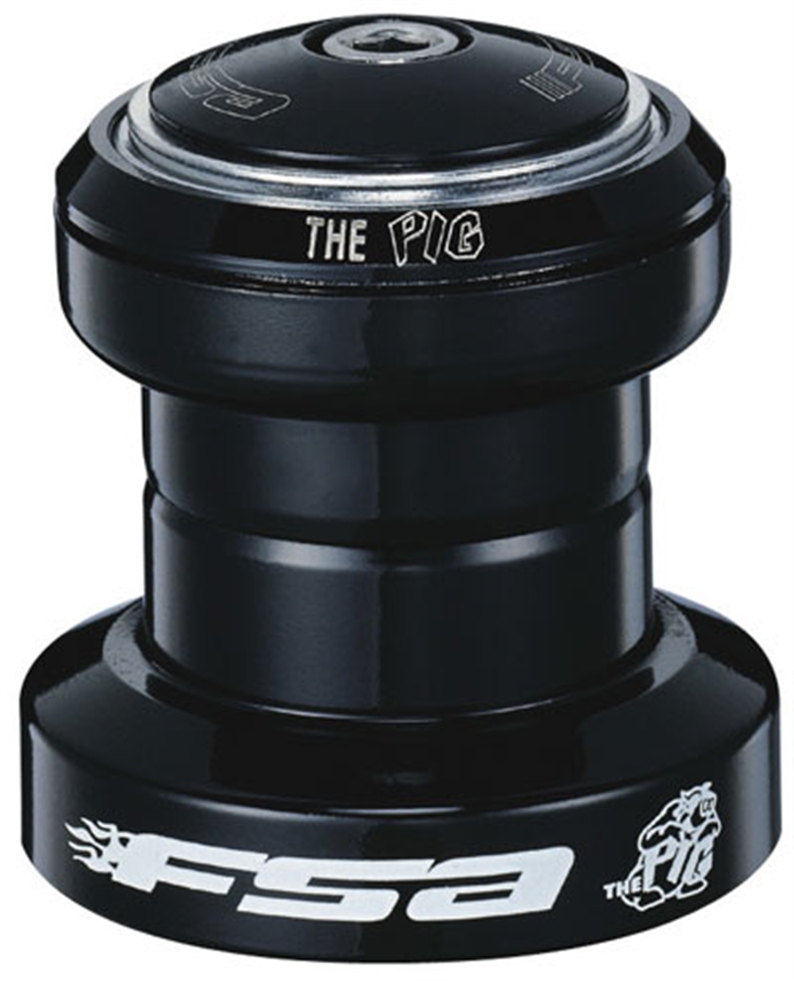 Threadless headset with forged chromoly lower cup, 12mm deep cup, 6061-T6 upper cup.  Super