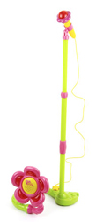 A battery operated Flashing Flora Showtime Microphone with pop up flower mic stand, sing along