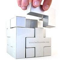 Bedlam Cube Puzzle - The `Platinum` Bedlam Cube Puzzle has a sleek silver finish. Being one solid