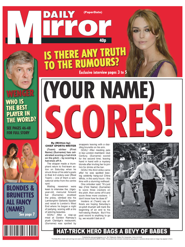 Unbranded Themed Male Spoof Newspapers Babe Magnet