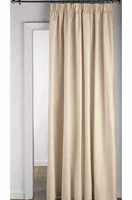 This thermal curtain helps retain indoor heat. perfect for cold winters. In elegant cream this door curtain has a soft and durable blend of 50/50 polyester and cotton. Made from 50% cotton and 80% polyester. Depth of header tape: 3 inches. Size 168cm