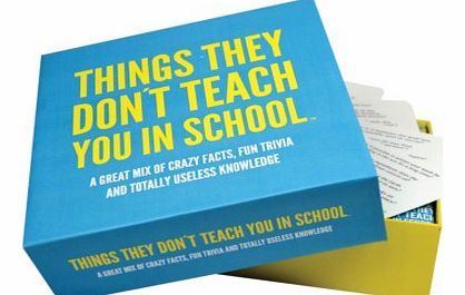 Things They Dont Teach You In School GameForget the traditional quiz questions with the Things They Dont Teach You In School Game. This game has over 400 unexpected questions that are fun, interesting and completely random!Rules; its a very simple ga