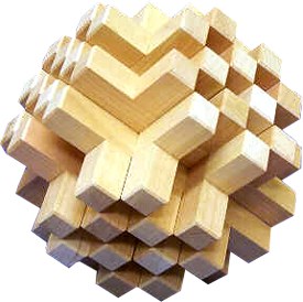 a large burr puzzle which contains 36 identical pieces.