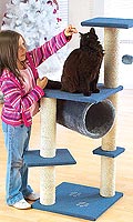Cosy sleeping compartment and play platforms. Rope covered posts, impregnated with catnip to
