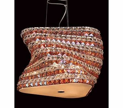 The Large Tia Shaped Crystal Flush Light has 3 sides and curved edges. Covered intensely with crystals the light shines through and creates sparkle in any room. Size H32. W44. D33cm. Drop 32cm. Diameter 44cm. Suitable for use with low energy bulbs. N