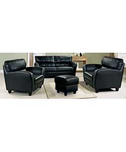 Unbranded Tia Large Sofa, 2 Chairs and Footstool - Black