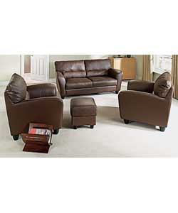 Unbranded Tia Large Sofa, 2 Chairs and Footstool - Chocolate