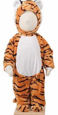 A plush tiger costume with a feature hood and a padded nose. Complete with tail and fake (soft) claws This style has a front zip for easy wear Suitable for height 86 to 92cm. For ages 18 months and over. Polyester. EAN: 5014568228986. (Barcode EAN=50