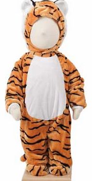 A plush tiger costume with a feature hood and a padded nose. Complete with tail and fake (soft) claws This style has a front zip for easy wear Suitable for height 86 to 92cm. For ages 18 months and over. Polyester. EAN: 5014568228986. (Barcode EAN=50