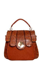 Unbranded Tina Scalloped Edge Twist Clasp Satchel