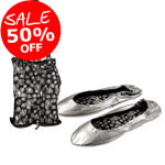 Unbranded Tipsy Feet Folding Shoes - Medium Silver Pearl
