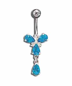 Titanium and Silver Petal Drop Body Bar