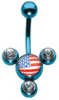 Titanium Novelty Tri-Star Stars & Stripes Navel Bar