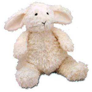 This adorable floppy, white, Toastie Bunny from Jelly Cat measures 10"/26cm tall and is super soft