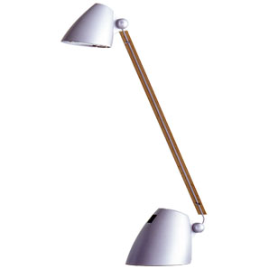 Adjustable angled halogen desk lamp. Bulb included