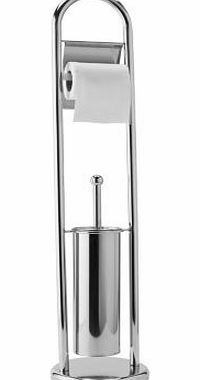 Unbranded Toilet Brush and Toilet Roll Holder - Chrome