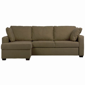 A sofa bed comprising a 2-seater sofa and chaise to form a corner unit which you can have either lef
