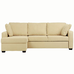 A sofa bed comprising a 2-seater sofa and chaise to form a corner unit which you can have either lef