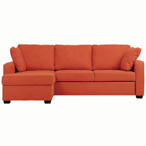 A sofa bed comprising a 2-seater sofa and chaise to form a corner unit which you can have either lef