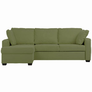 A sofa bed comprising a 2-seater sofa and chaise to form a corner unit which you can have either lef