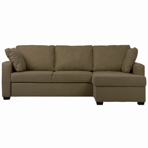 A sofa bed comprising a 2-seater sofa and chaise to form a corner unit which you can have either lef