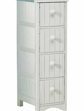 Unbranded Tongue and Groove 4 Drawer Storage Unit - White