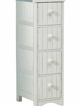 Unbranded Tongue and Groove 4 Drawer Storage Unit - White